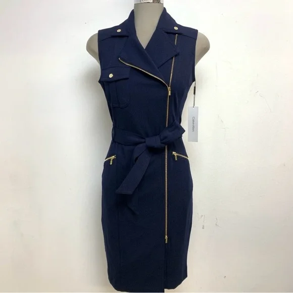 Calvin Klein Motto Style Navy Sheath Dress. Size 14 Never Worn. - Picture 10 of 13